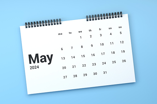 2024 May Calendar On Blue Background. Planning and Organization.