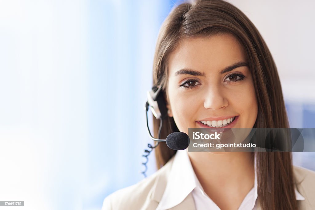 Portrait of female worker customer service Customer Service Representative Stock Photo