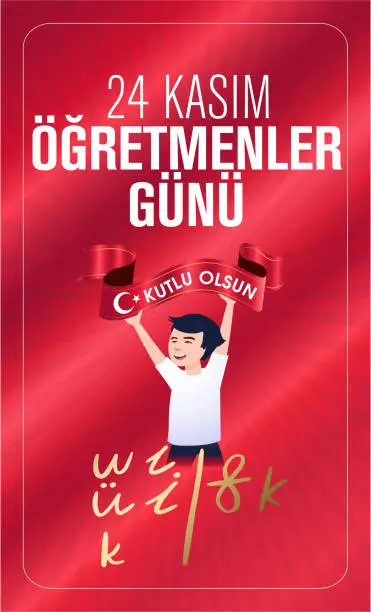 Vector illustration of 24 Kasim, ögretmenler gunu kutlu olsun. (istanbul Turkiye) Translation: Turkish holiday, November 24 with a teacher's day. (Istanbul Turkey)