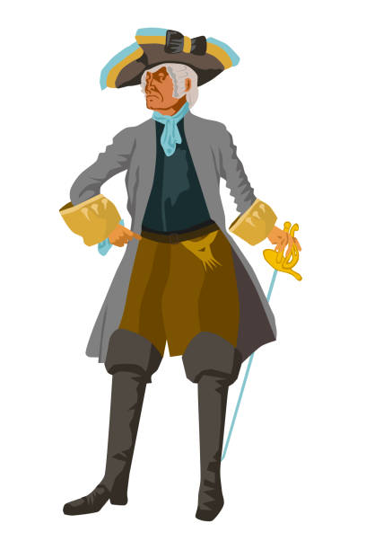istock Baron in baroque costume with cord at waist hand-drawn illustration 1766919491