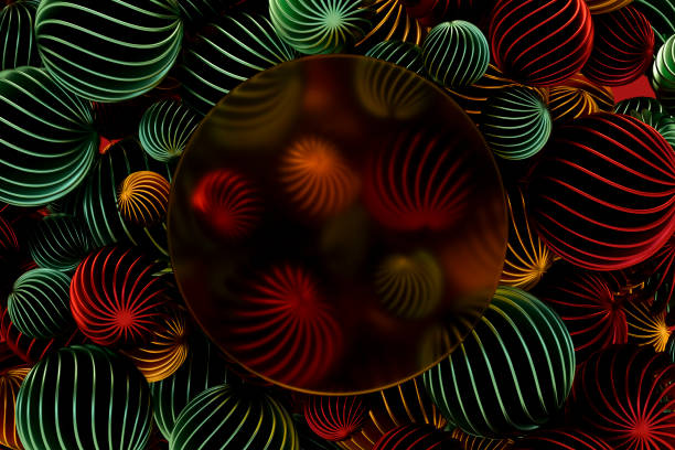 Christmas ornaments, new year background, place for text, copy space. Digitally generated image.