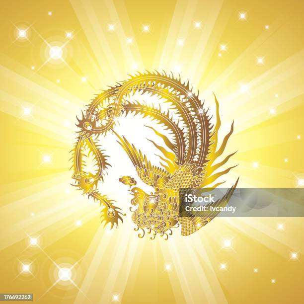 Phoenix In Goldenem Hintergrund Stock Vektor Art und mehr Bilder von Gold - Edelmetall - Gold - Edelmetall, Goldfarbig, Phönix