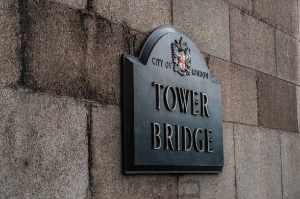 istock Side view of Tower Bridge London Plaque 1766923473