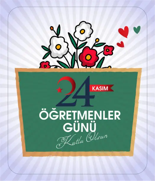 Vector illustration of 24 Kasim, ögretmenler gunu kutlu olsun. (istanbul Turkiye) Translation: Turkish holiday, November 24 with a teacher's day. (Istanbul Turkey)