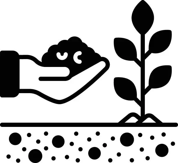 Vector illustration of Giving feeds or nutrients to Plant concept, Adding Fertilizers vector icon design, Outdoor Decor symbol, Farm and Plant sign, Mulching and Landscaping stock illustration