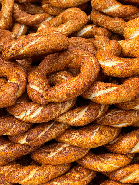 istock Traditional Turkish simits, close view, texture, background, Istanbul 1766942756