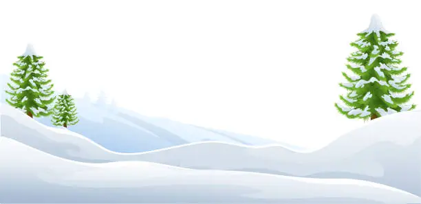 Vector illustration of Snow Winter Christmas Landscape Scene