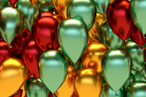 Christmas balloons, new year background. Digitally generated image.