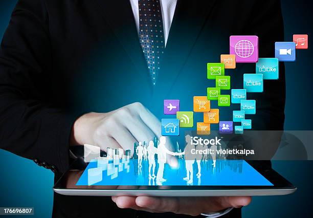 Touch Screen Touch Tablet In Hands Stock Photo - Download Image Now - Adult, Analyzing, Business