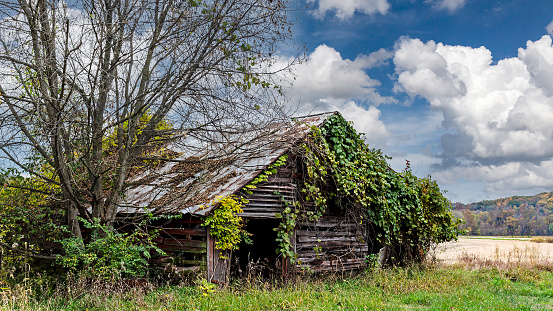 Landscape with an old weathered barn