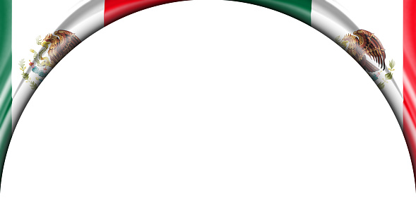 abstract illustration. Mexico flag 2 side. white background space for text or images. Semi-circular space.