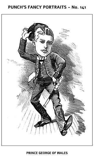 Between 1880 and 1889, cartoonist Linley Sambourne published a series of caricatures of contemporary personalities to the London magazine Punch, in a format called 