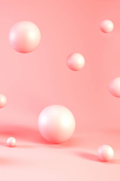 istock 3d Pink sphere balls or bubbles on light pink background, 3d rendering. 1766974824