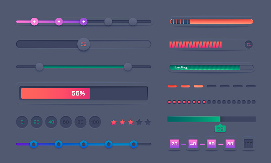 Progress Bar Set Round And Square Loading Indicators Step Number ...