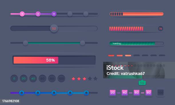 Progress Bar Set Round And Square Loading Indicators Step Number ...