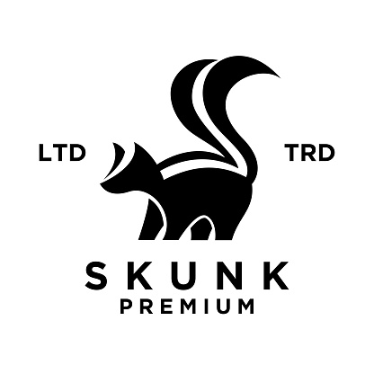 Skunk black white silhouette icon design illustration template