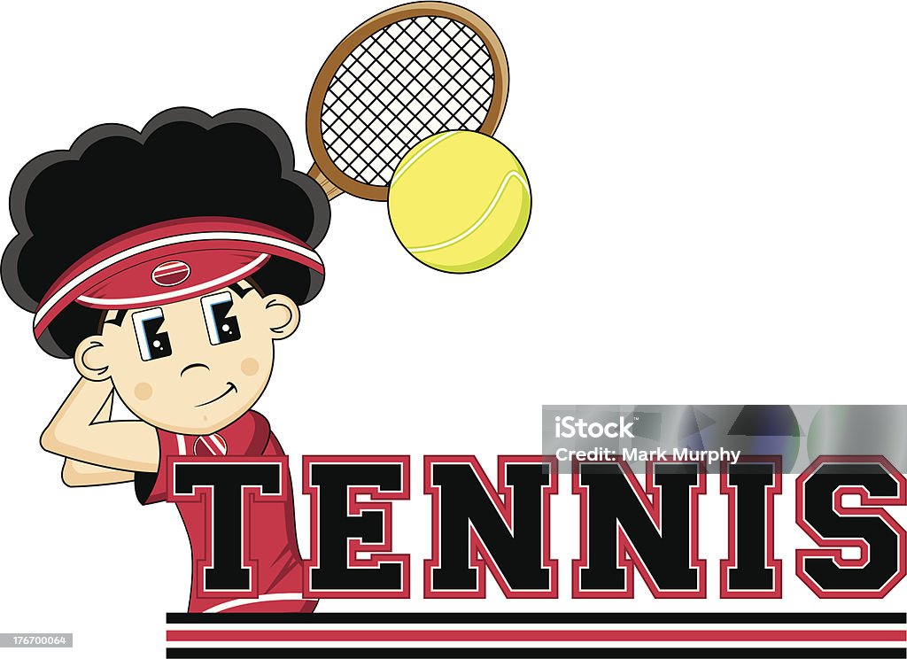 Niño de historieta de tenis - arte vectorial de Adolescente libre de derechos