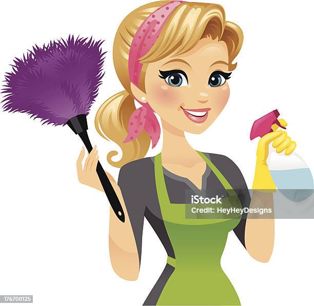 Cleaning Lady Stock Illustration - Download Image Now - Women, Cleaning, Duster