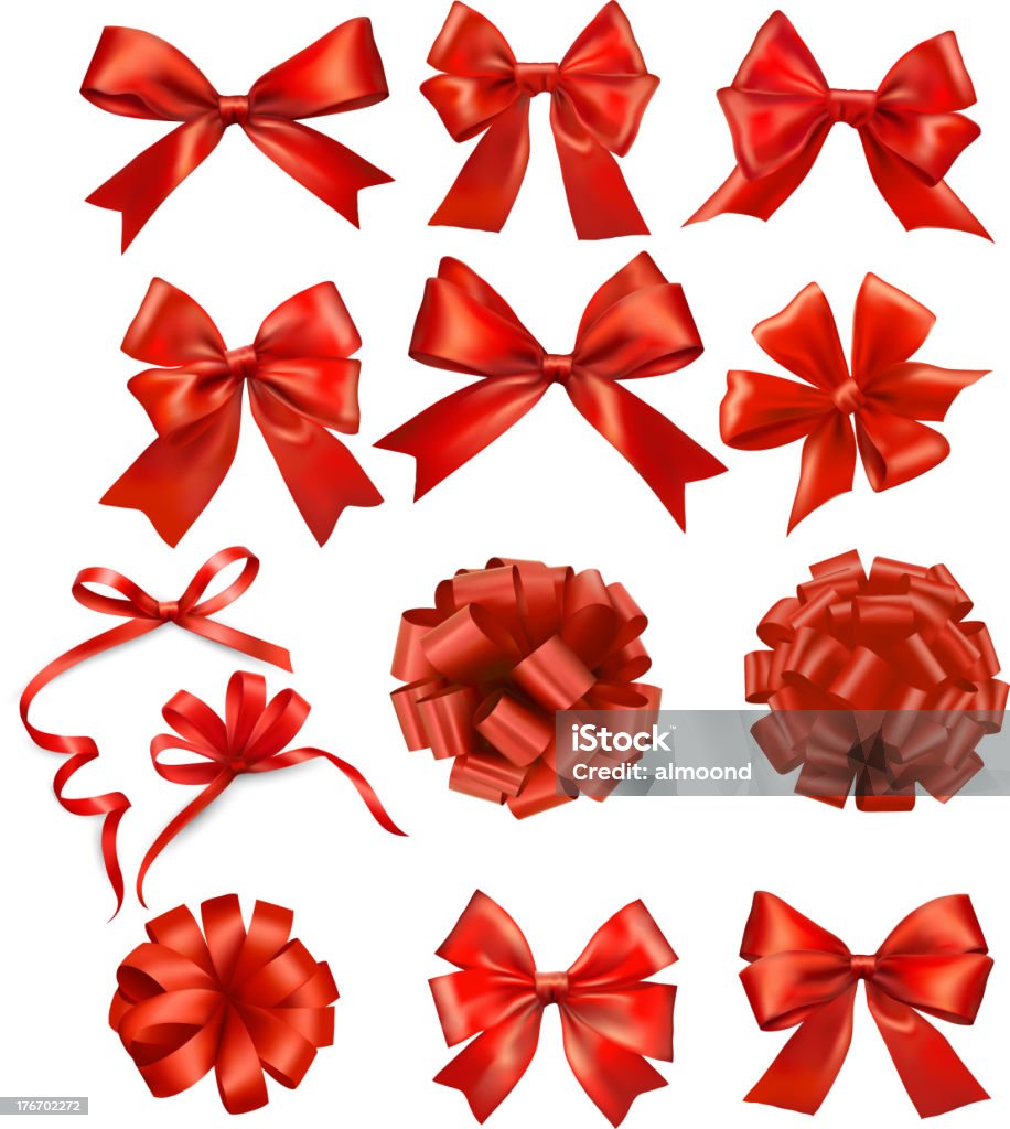 Set of red gift bows with ribbons. Set of red gift bows with ribbons. Vector EPS 10. Gift stock vector