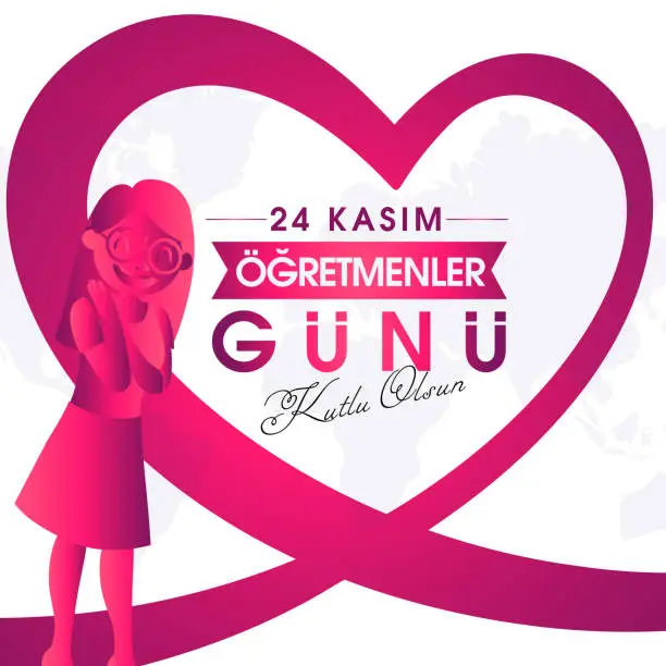 Vector illustration of 24 Kasim, ögretmenler gunu kutlu olsun. (istanbul Turkiye) Translation: Turkish holiday, November 24 with a teacher's day. (Istanbul Turkey)