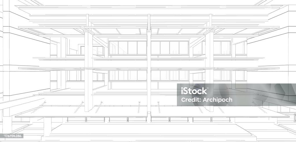 REPRÉSENTATION FILAIRE 3D Aperçu de l'architecture - Photo de Croquis libre de droits