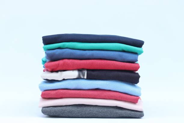 istock Collection of colorful plain t-shirts 1767053429