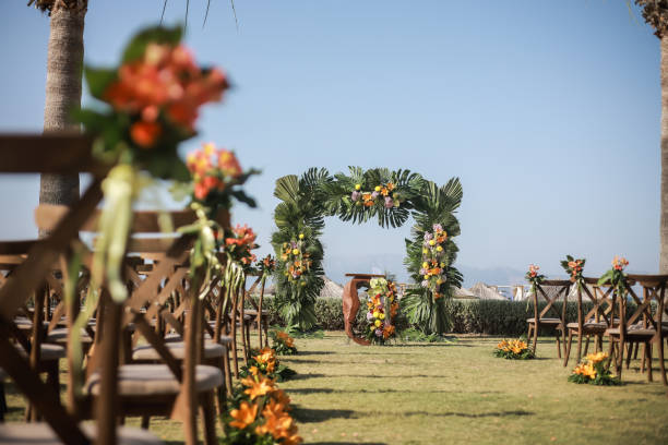 istock Beautiful wedding arch on the beach 1767053956