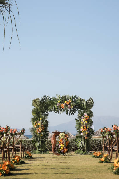 Beautiful wedding arch on the beach