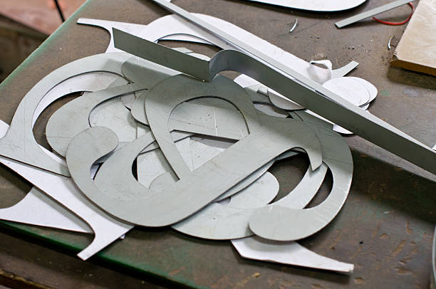 Metal font making / Raw material for sign maker stock photo