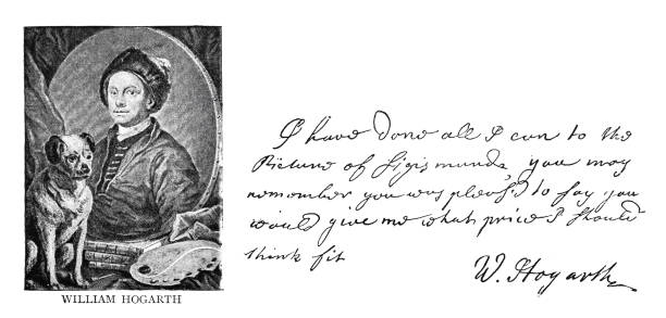 istock William Hogarth english painter portrait with handwritten text and signature 1767064446