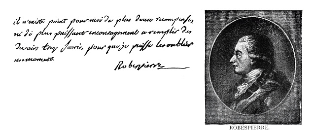 istock Maximilien de Robespierre portrait with handwritten text and signature 1767064450