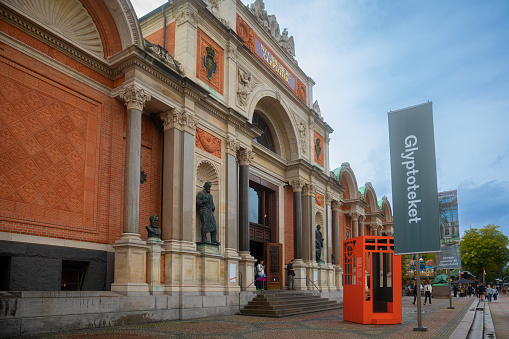 September 19, 2023: The entrance of Glyptoteket museum in Copenhagen