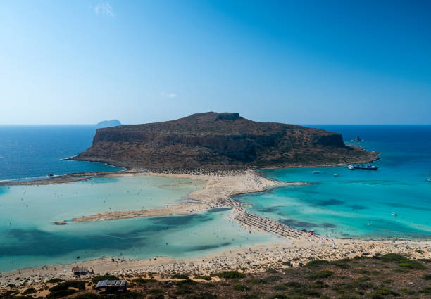 Beautiful sandy beach of Balos with turquoise clear water. Crete island in Greece
