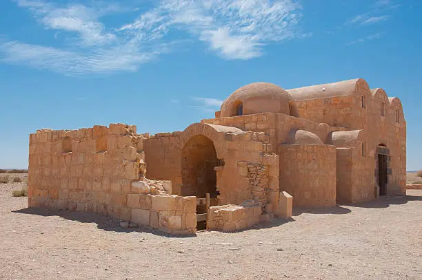 Qasr Amra, desert castle in Jordan. Built in 8th century by the Umayyad caliph Walid II, the castle is one of the most important examples of early Islamic art and architecture.