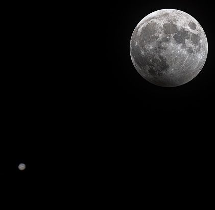 Partial moon eclipse and Jupiter together