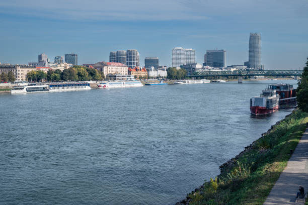 Danube river in Bratislava stock photo