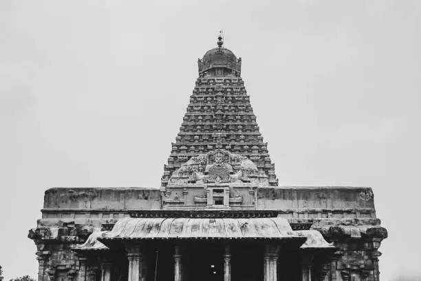 Main tower of Thanjavur Big Temple(also referred as the Thanjai Periya Kovil in tamil language), It is one of the largest Hindu temples and an exemplar of Tamil architecture.