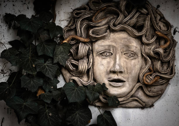 Medusa sculpture, detail stock photo