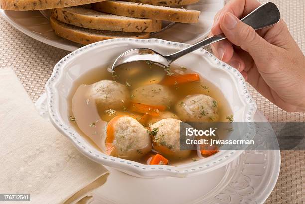 Bowl Of Matzah Ball Soup A Traditional Jewish Passover Dish Stock Photo - Download Image Now