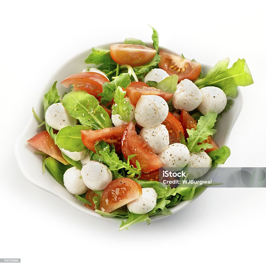 rucola saudável Salada fresca com Mozarela e fatias de tomate - Royalty-free Alface Foto de stock