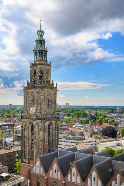 istock Martinitoren in Groningen city skyline panoramic view with a dramatic sky above 1767144588
