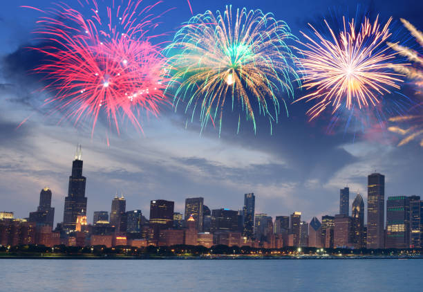istock Happy New Year Fireworks on Chicago. 1767145132