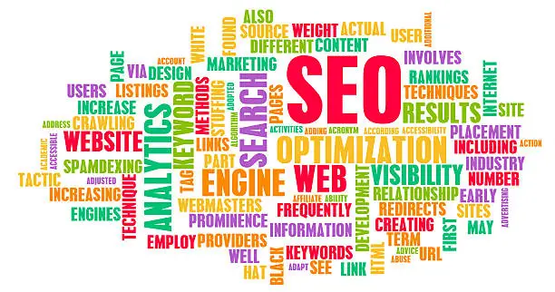 Photo of A word web surrounding the topic of SEO