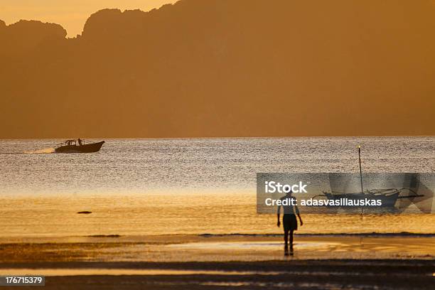 Hermosa Puesta De Sol En La Playa Foto de stock y más banco de imágenes de Agua - Agua, Aire libre, Arena