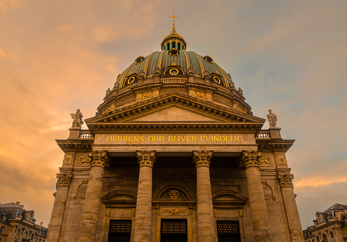known as Frederik's Church or The Marble Church (Marmorkirken) for its rococo architecture, is an Evangelical Lutheran church in Copenhagen, Denmark. The church forms the focal point of the Frederiksstaden district; it is located due west of Amalienborg Palace.