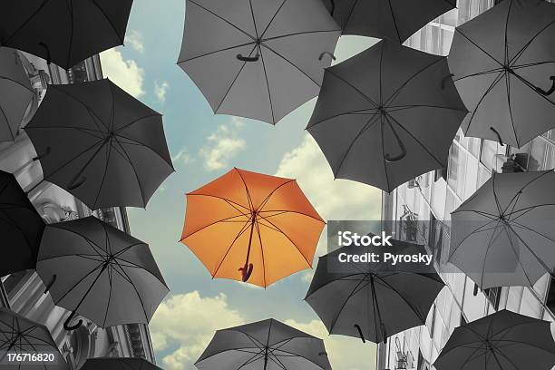 色のアンブレラに囲まれたダーク傘 - 傘のストックフォトや画像を多数ご用意 - 傘, オレンジ色, 沢山の物