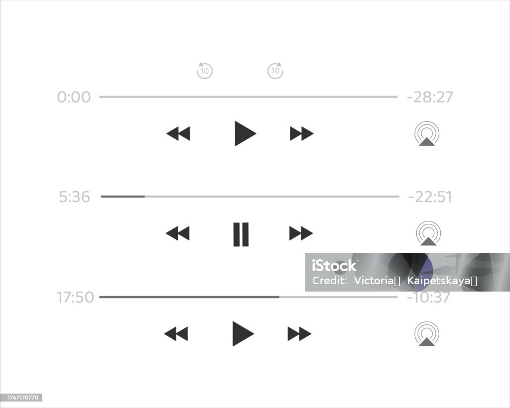 Set Audio Or Video Player Progress Loading Bars With Time Slider Play ...