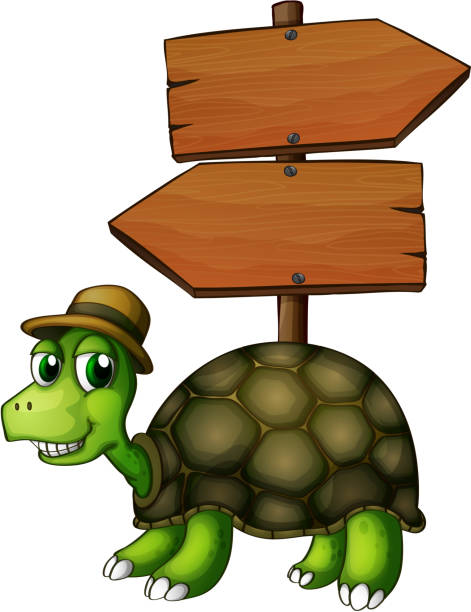 turtle under an empty arrowboard turtle under an empty arrowboard on a white background wood turtle stock illustrations