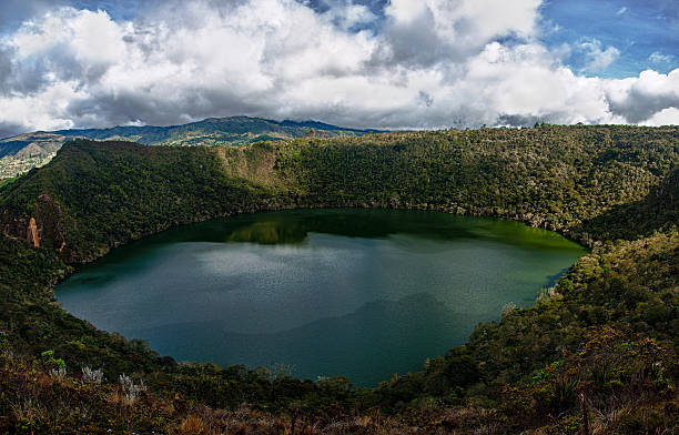 Beautiful Lake Guatavita A beautiful pristine lake in Colombia lagoon stock pictures, royalty-free photos & images