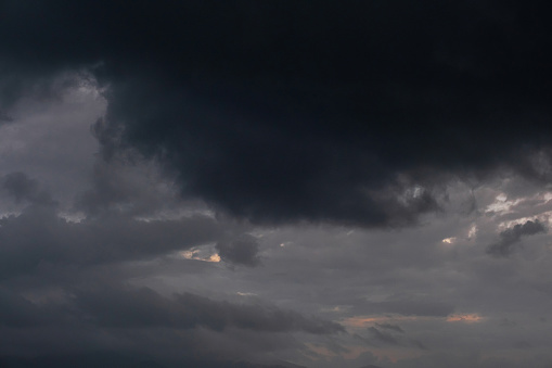 Dramatic stormy cloudscape. Extrem weather background.